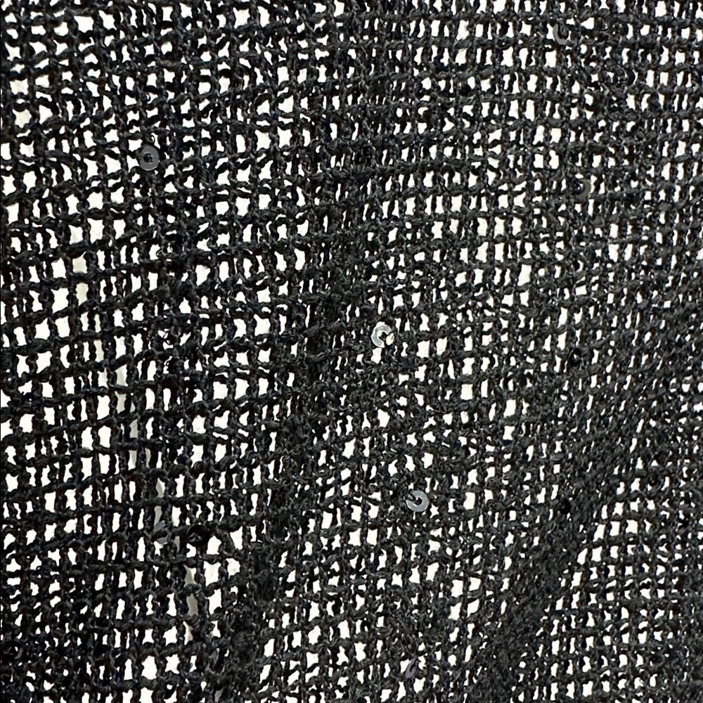 Sand N Sun Black Mesh Sequined Slit V Neck Beach Pullover Cover Up Womens Small - Picture 8 of 9